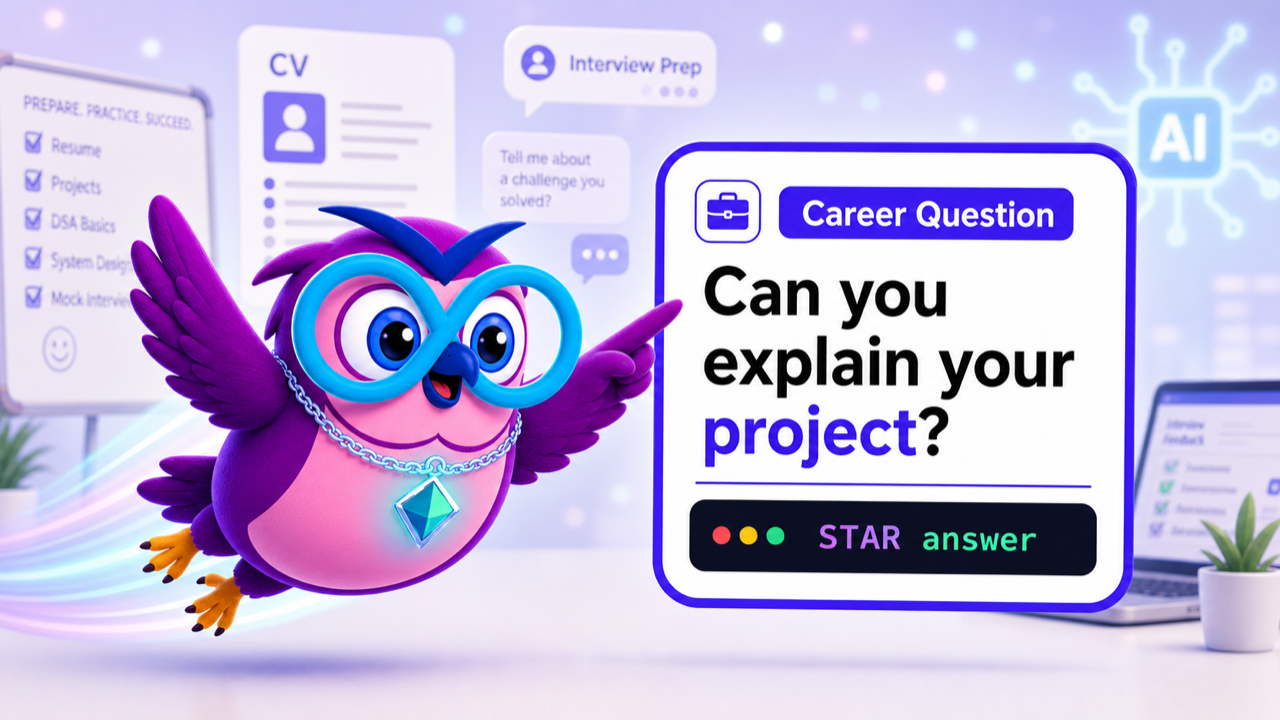 First IT Job Preparation with AI question illustration with the zero2hero owl mascot