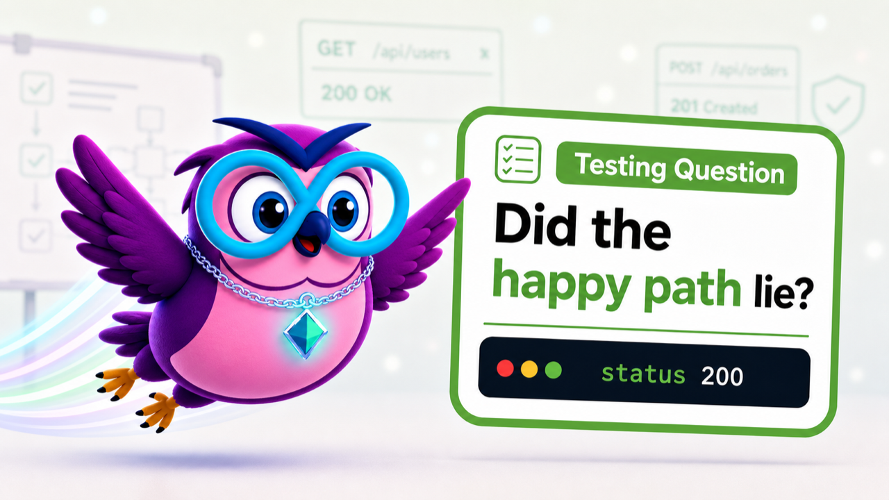 Testing: Jest, Postman & API Quality question illustration with the zero2hero owl mascot